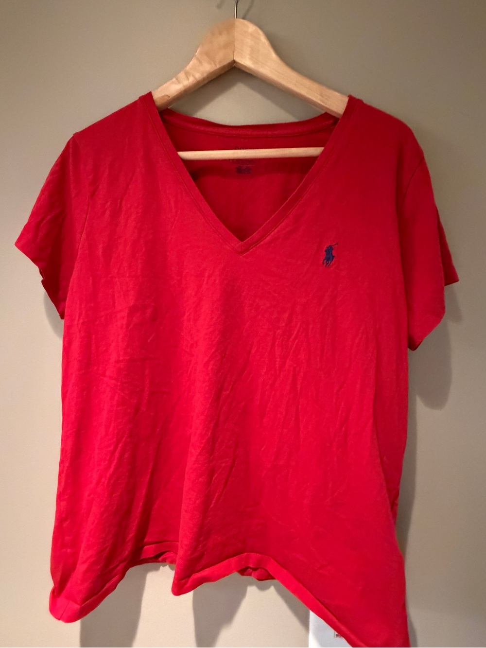 Ralph Lauren Red V-Neck Polo Tee for Women XL